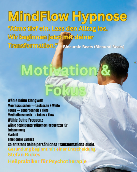 Motivation & Fokus aktivieren
Klare Gedanken. Starker Fokus. Neue Energie.
Diese Hypnose bringt dich in deine Umsetzungskraft.